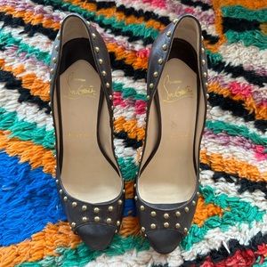 Christian Louboutin brown studded heels